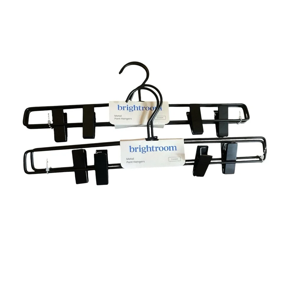Lot of‎ Two- 2 Pack Metal Pants Hangers with Clips Space Saving Closet Organizer